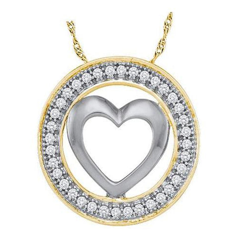 10KT Yellow Gold 0.10CTW DIAMOND HEART PENDANT