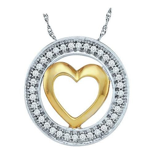 10KT White Gold 0.10CTW DIAMOND HEART PENDANT