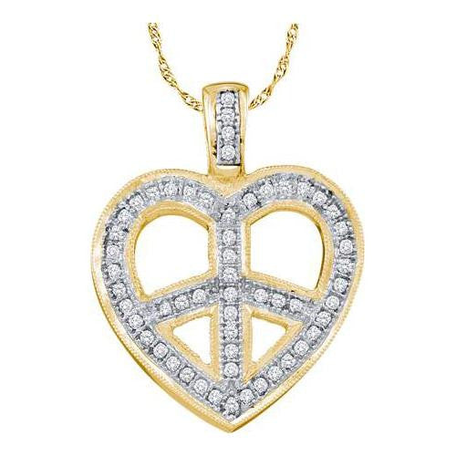 10KT Yellow Gold 0.15CTW DIAMOND HEART PENDANT