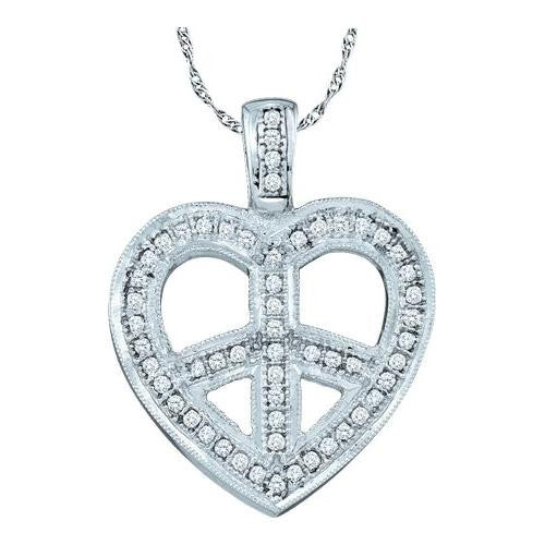 10KT White Gold 0.15CTW DIAMOND HEART PENDANT