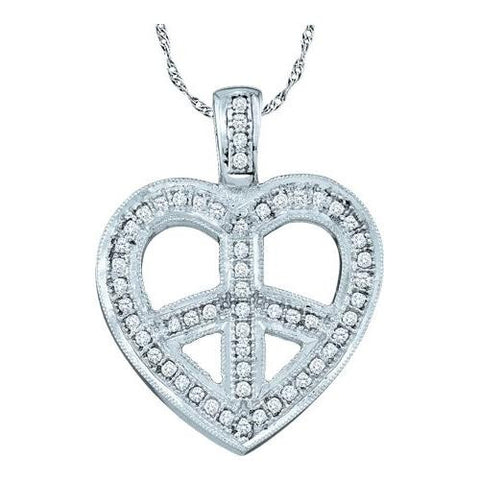 10KT White Gold 0.15CTW DIAMOND HEART PENDANT