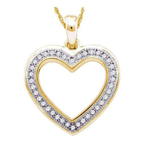 10KT Yellow Gold 0.10CTW DIAMOND  HEART PENDANT