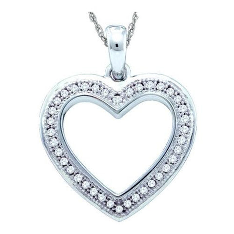 10KT White Gold 0.10CTW LADIES DIAMOND HEART PENDANT