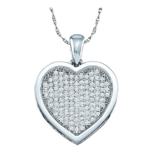 10KT White Gold 0.33CTW DIAMOND HEART PENDANT