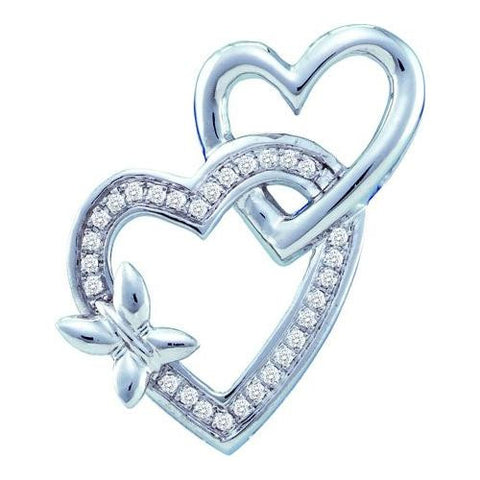 10KT White Gold 0.10CTW DIAMOND  HEART PENDANT