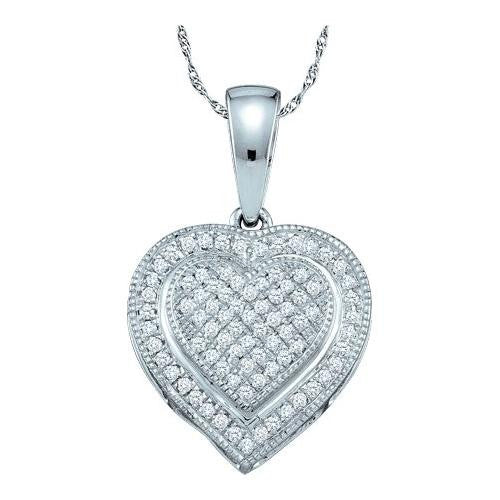 10KT White Gold 0.25CTW DIAMOND HEART PENDANT