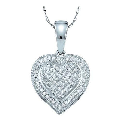 10KT White Gold 0.25CTW DIAMOND HEART PENDANT