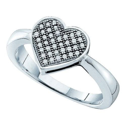 10KT White Gold 0.10CT DIAMOND HEART RING