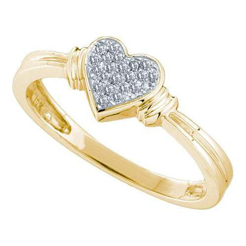 10K Yellow-gold 0.08CT ROUND DIAMOND MICRO  PAVE HEART RING