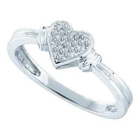 10KT White Gold 0.08CT DIAMOND  HEART RING