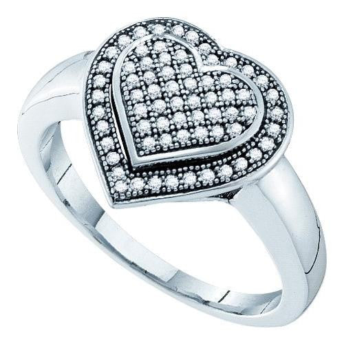 10KT White Gold 0.25CTW DIAMOND  HEART RING