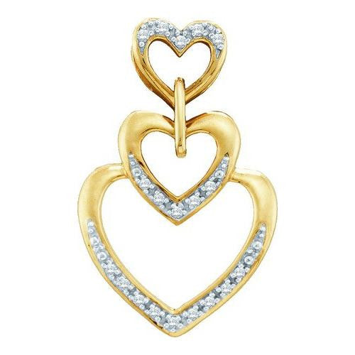 14K Yellow-gold 0.06CTW ROUND DIAMOND HEART PENDENT