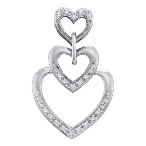 10KT White Gold 0.06CTW ROUND DIAMOND HEART PENDENT