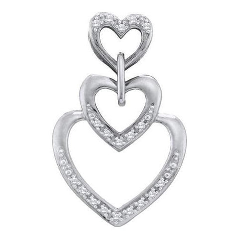 10KT White Gold 0.06CTW ROUND DIAMOND HEART PENDENT