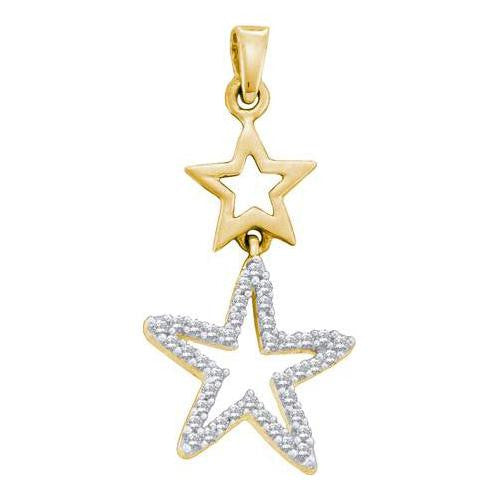 10KT Yellow Gold 0.11CTW-DIAMOND STAR PENDANT