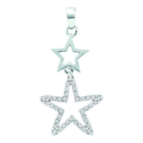 10KT White Gold 0.11CTW DIAMOND  STAR PENDANT