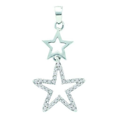 10KT White Gold 0.11CTW DIAMOND  STAR PENDANT