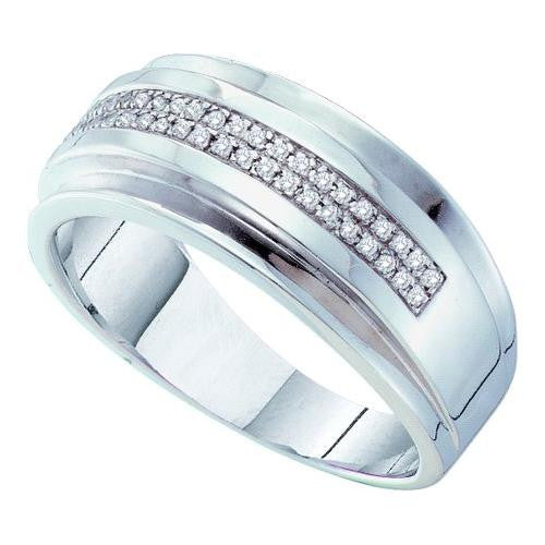 10KT White Gold 0.15C DIAMOND  MICRO PAVE MENS BAND