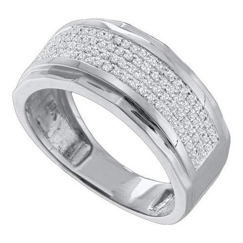 10KT White Gold 0.35CT DIAMOND MICRO  PAVE MENS BAND