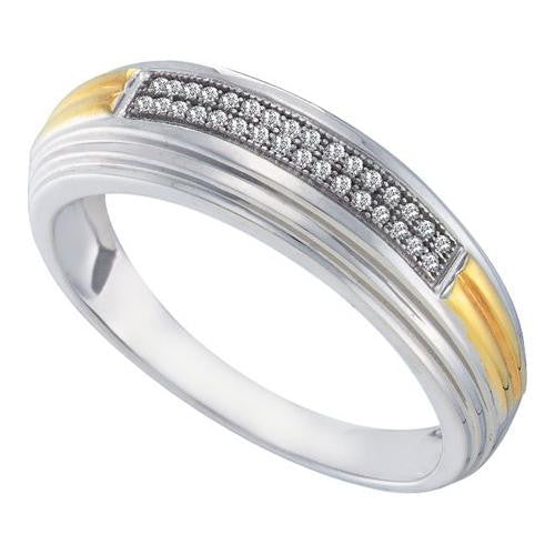 10KT White Gold 0.10CT DIAMOND  MICRO PAVE MENS BAND