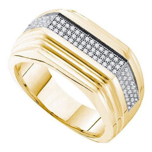 10K Yellow-gold 0.30CT DIAMOND  MICRO PAVE MENS RING