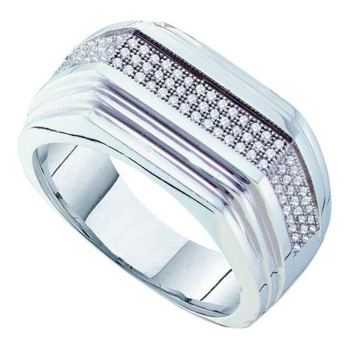 10KT White Gold 0.30CT DIAMOND  MICRO PAVE MENS RING