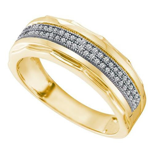 10KT Yellow Gold 0.20CTW DIAMOND  MICRO PAVE MENS BAND