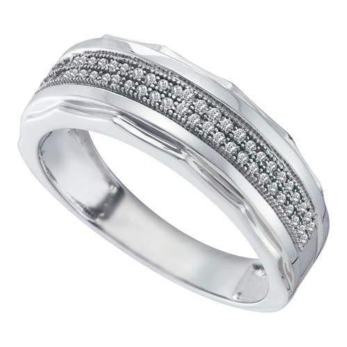 10KT White Gold 0.20CTW DIAMOND MICRO PAVE MENS BAND