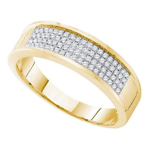 10KT Yellow Gold 0.25CTW DIAMOND  MICRO PAVE MENS BAND