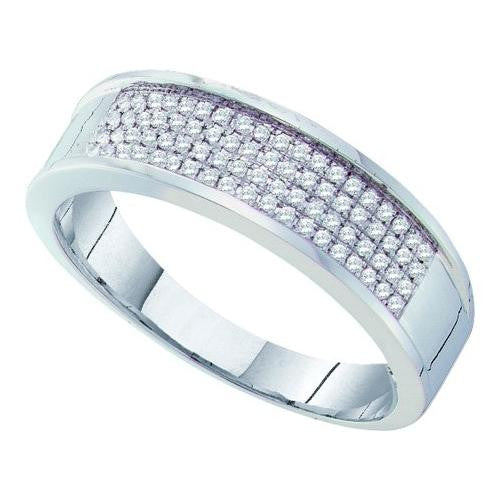 10KT White Gold 0.25CTW DIAMOND  MICRO PAVE MENS BAND