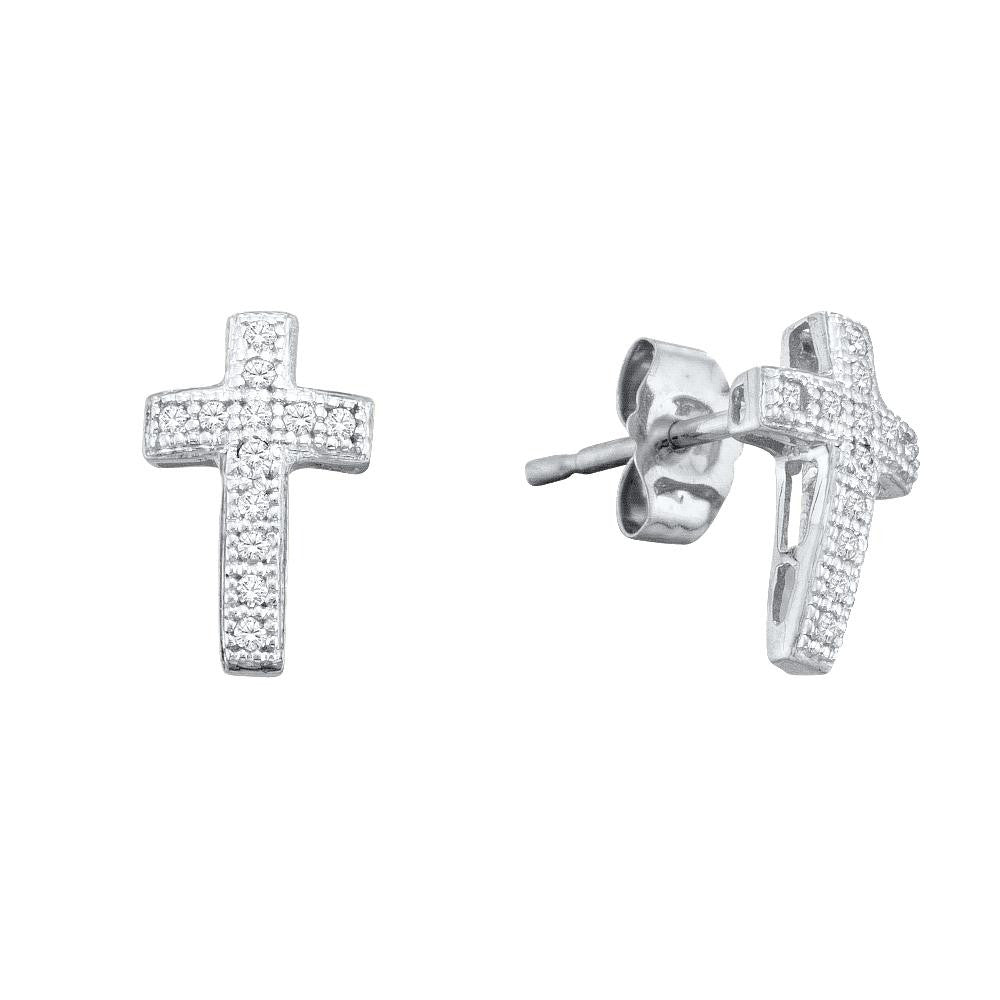 1-10CT-Diamond CROSS EARRINGS