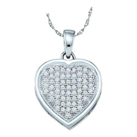 10KT White Gold 0.20CTW DIAMOND HEART PENDANT