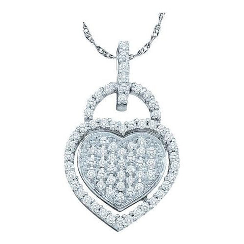 10KT White Gold 0.25CTW DIAMOND HEART PENDANT