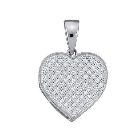 10KT White Gold 0.25CTW DIAMOND HEART PENDANT