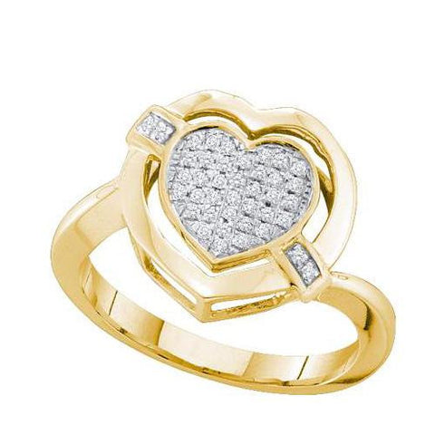 10K Yellow-gold 0.15CT DIAMOND  HEART RING