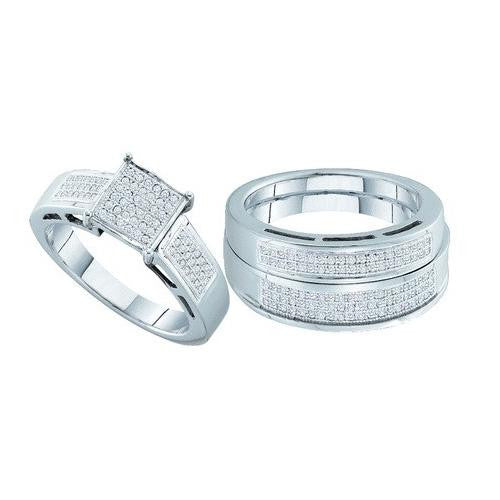 10KT White Gold 0.60CTW DIAMOND MICRO PAVE TRIO SET