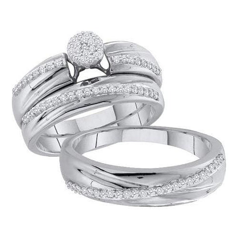 14K White-gold 0.40CT DIAMOND MICRO PAVE TRIO SET