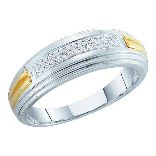 10KT White Gold Two Tone 0.10CT DIAMOND FASHION MENS BAND