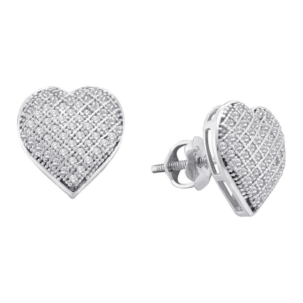 1-3CT-Diamond MICRO-PAVE HEART EARRINGS