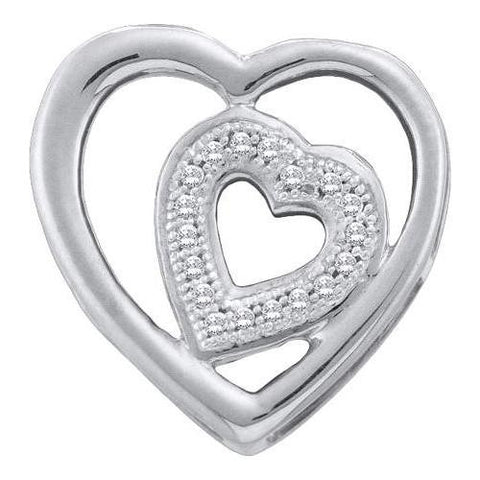 10KT White Gold 0.05CTW ROUND DIAMOND HEART PENDENT