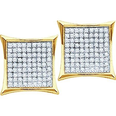 925 Sterling Silver Yellow 0.05CTW DIAMOND MICRO-PAVE EARRINGS