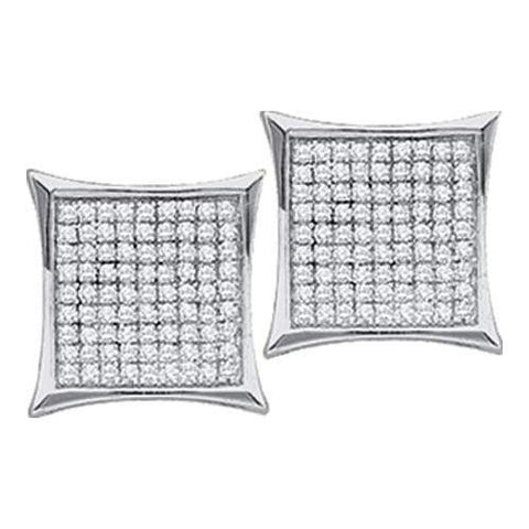 925 Sterling Silver White 0.05CT DIAMOND MICRO-PAVE EARRINGS