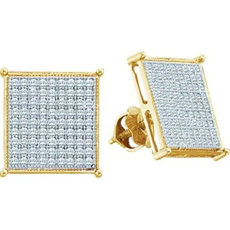 925 Sterling Silver Yellow 0.05CTW DIAMOND MICRO-PAVE EARRINGS