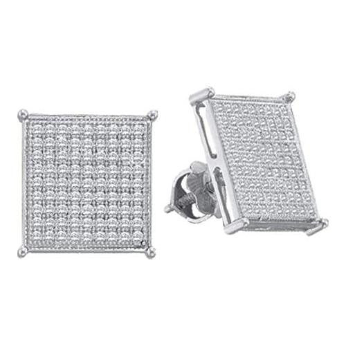 925 Sterling Silver White 0.10CT DIAMOND MICRO PAVE EARRINGS