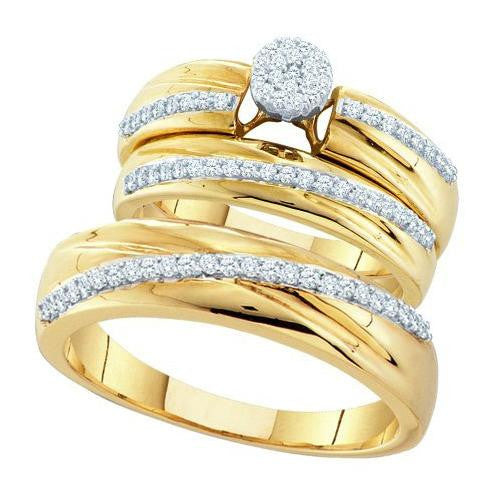 10KT Yellow Gold 0.40CTW DIAMOND MICRO PAVE TRIO SET