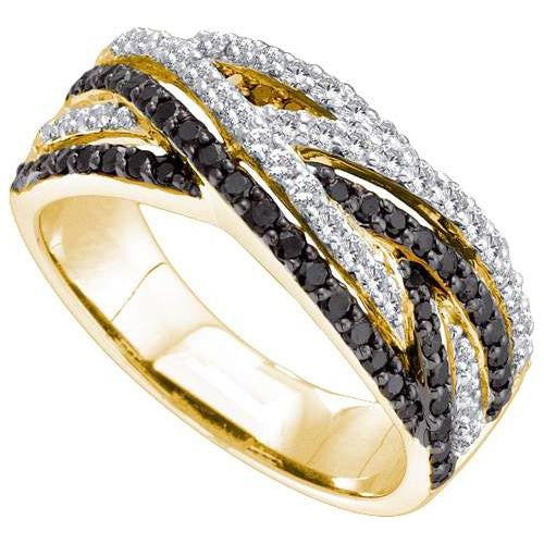 14K Yellow-gold 0.88CTW BLACK DIAMOND FASHION BAND