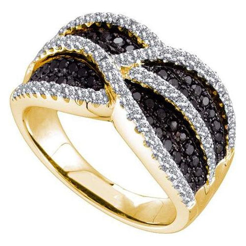 14K White-gold 1.0CTW BLACK DIAMOND FASHION BAND