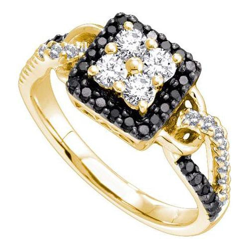 14K Yellow-gold 0.75CTW BLACK DIAMOND FASHION RING