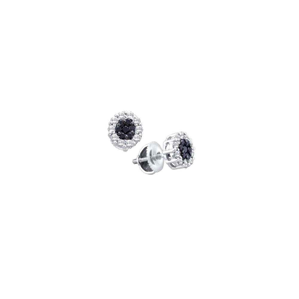 1-2CT-Diamond BLACK FLOWER EARRINGS