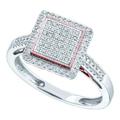 10KT White Gold 0.30CTW DIAMOND SQARE FASHION RING